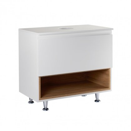 Тумба напольна Qtap Robin 800х616х437 White/Whitish oak зі стільницею QT1380TNН8001WWO