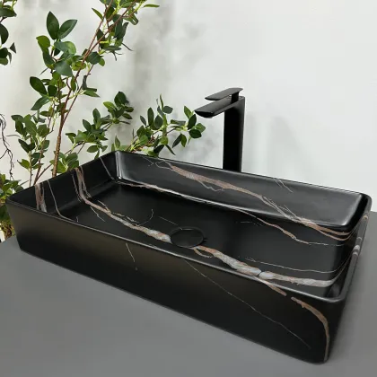 Умивальник (раковина) VBI TRIEST BLACK STONE MATT накладний — Photo 2