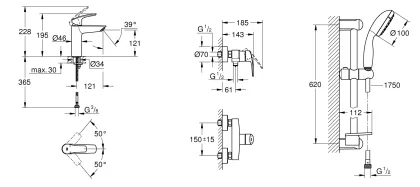 Комплект змішувачів для ванної кімнати Grohe Eurosmart New (UA123244M0) — Photo 2