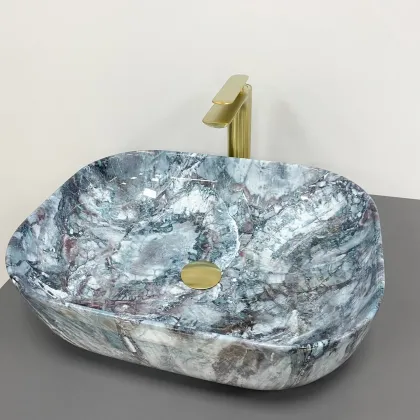 Умивальник (раковина) VBI BERGAMO BLUE TOURMALINE GLOSSY накладний