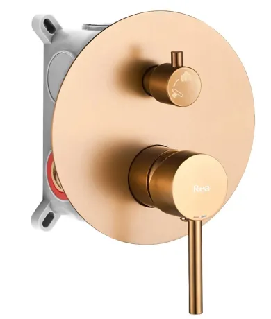 Душова система REA LUNGO BRUSHED COPPER з виливом + BOX прихованого монтажу — Photo 1