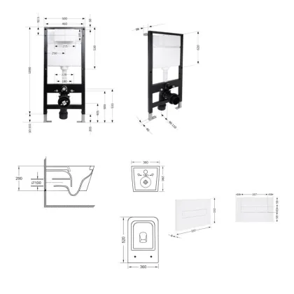 Готове рішення Qtap для ванної кімнати: підвісний унітаз Crow Ultra Quiet 520x360x290 + комплект інсталяції Standard (лінійна клавіша White) — Photo 1