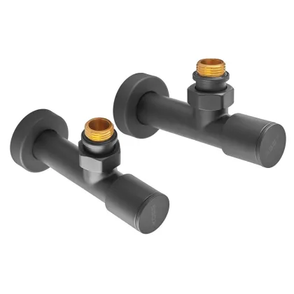 Комплект кранів для рушникосушки кутовий Koer KR.SET.535 BLACK - M1/2''xM1/2'' подовжений (KR5844) — Photo 4