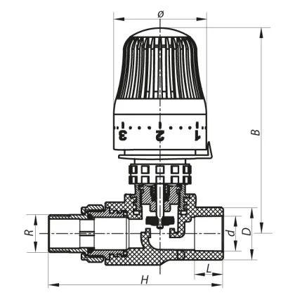 Кран термостатичний з термоголовкою прямий PPR 20x1/2 Koer K0155.PRO (KP0198) — Photo 1