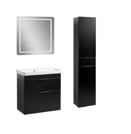 Комплект Монако чорний підвісний Т-8 Д з умивальником Олівер 70+ пенал+ручки в асортименті