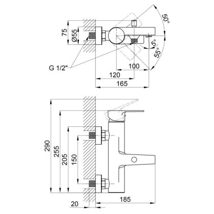 Змішувач для ванни Qtap Stenava QTST3045102DC Chrome — Photo 1