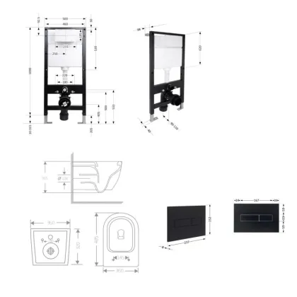 Готове рішення Qtap для ванної кімнати: підвісний унітаз Jay Ultra Quiet 485x360x320 + комплект інсталяції Standard (лінійна клавіша Black) — Photo 1