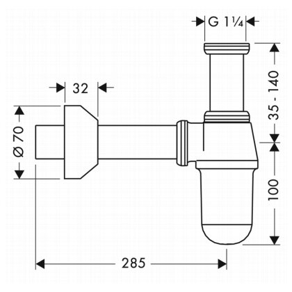 Сифон-склянка 1 1 / 4 HANSGROHE 52010000 — Photo 1