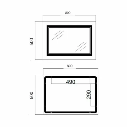 Дзеркало Qtap Cardinal (CA1) 800х600 з LED-підсвічуванням Touch, з антизапотіванням, з димером, рег. темп. кольору Reverse 0 — Photo 1
