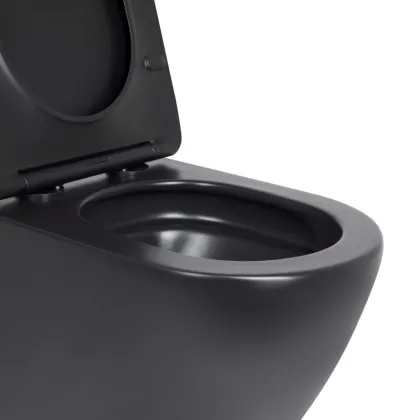 Унітаз підвісний Qtap Robin New Ultra Quiet безобідковий з сидінням Soft-close MATT BLACK QT13332381АSMB — Photo 6