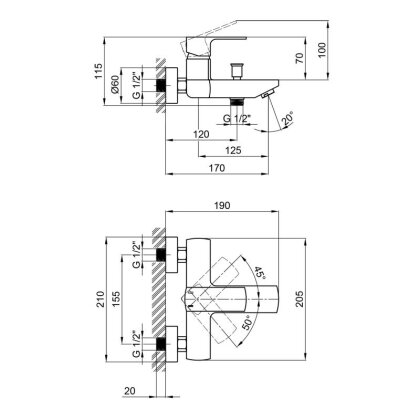 Змішувач для ванни Qtap Lipno QTNH3023101DG Graphite — Photo 1