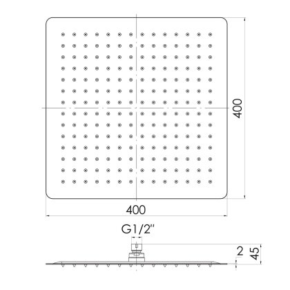 Душ верхній 400х400 мм, 2 мм, сталь. — Photo 1