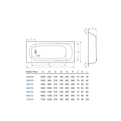 Ванна Koller Pool 105х70EN без сидіння (B15E2200E) (TB30B15E22000026) — Photo 3