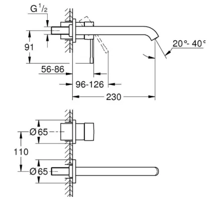 Змішувач для раковини на 2 отвори L-Size Grohe Essence (29193KF1) — Photo 1
