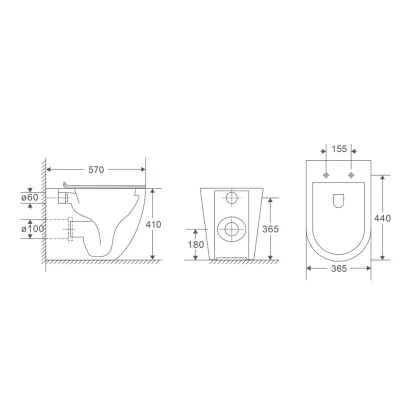 Унітаз підлоговий безбачковий Mixxus Premium ELLIPSE-0701-T1 570х365х410mm, система змиву TORNADO 1.0 (MP6593) — Photo 2