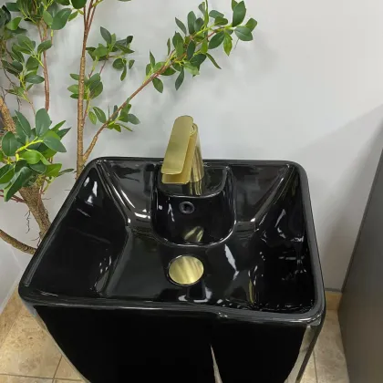 Умивальник (раковина) VBI VERESE BLACK GLOSSY напольний — Photo 3