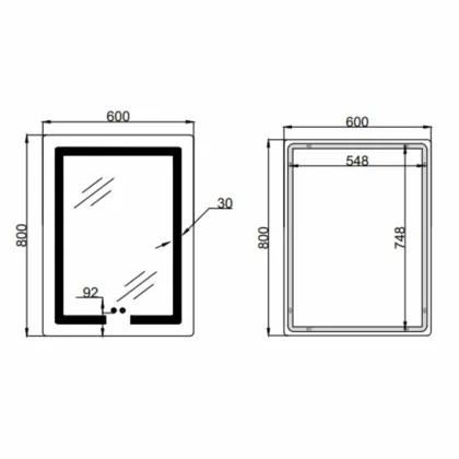 Дзеркало Lidz Kubis (KU2) 600х800 з LED-підсвічуванням Touch, з антизапотіванням, з димером, рег. яскравості LD78LF937608048449 — Photo 1