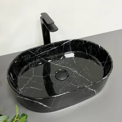 Умивальник (раковина) VBI VERONA 50 BLACK MARMO GLOSSY накладний — Photo 3