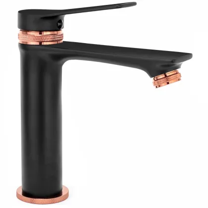 Змішувач для раковини (умивальника) REA VIRAL BLACK ROSE GOLD низький * — Photo 1