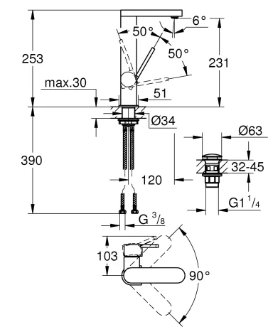 Змішувач для раковини Grohe Plus L-розміру (23873003) — Photo 2