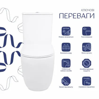 Унітаз підлоговий Qtap Leo Ultra Quiet 620×355×790 мм з сидінням Soft-close, White QTLEO27W49261 — Photo 2