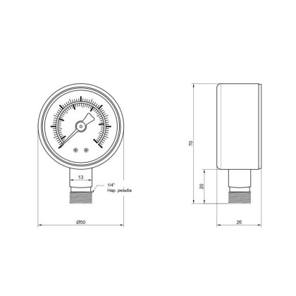 Манометр SD Plus 50 мм 1/4&quot;, нижнє підмикання SD1706B — Photo 1