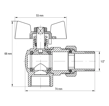 Кран з американкою 1/2" (Koer KR.228.W) кутовий білий (KR0099) — Photo 2