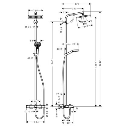 Crometta E 240 1jet Showerpipe Душова система для ванни — Photo 1