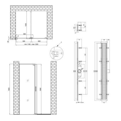 Готове рішення Qtap 16: Стіна Walk-In GLIDE, 120x190 + Лінійний трап 900 мм — Photo 1