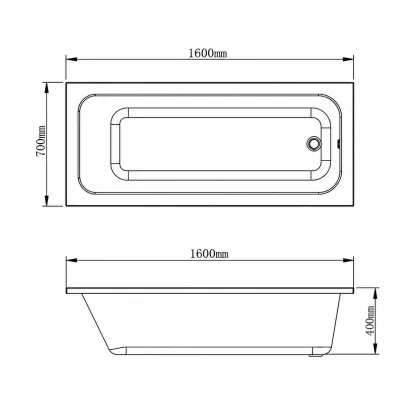 Комплект: вбудована ванна VBI GRAPPA 160x70 + сифон CHROME + ніжки — Photo 4