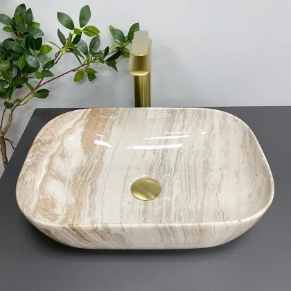 Умивальник (раковина) VBI RAVENNA TRAVERTINE GLOSSY накладний — Photo 2