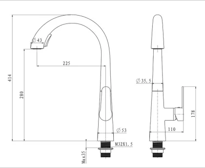 Змішувач для кухні з висувним виливом Mixxus Premium WARTA 014 GRAPHITE (MI6957) — Photo 2