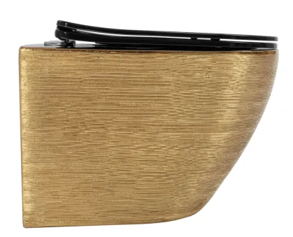 Підвісний унітаз REA CARLO FLAT BRUSHED GOLD BLACK золотий — Photo 2