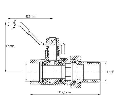 Кран з американкою 1-1/4" ручка ВАЖІЛЬ (Koer KR.229) (KR0150) — Photo 1