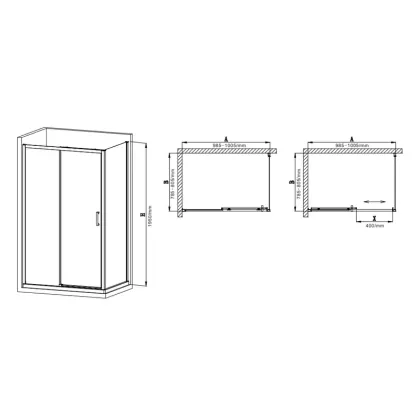 Душова кабіна без піддону Mixxus Premium DIVERSE SC03-100x80x195-TR Chrome прозоре скло 6мм (MI6865) — Photo 4