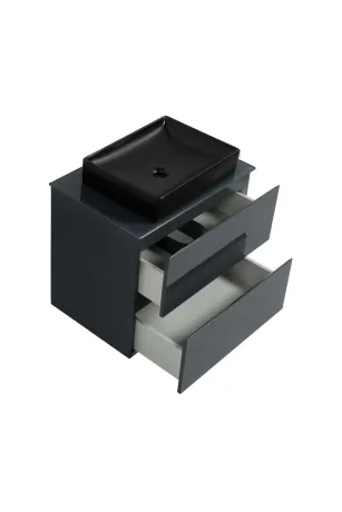 Тумба SANWEST GROUP VELMA  60 графіт +стільниця графіт+чаша Грейс чорна — Photo 1