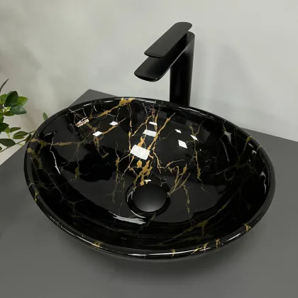 Умивальник (раковина) VBI PARMA MARBLE BLACK GLOSSY накладний — Photo 2