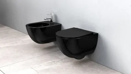 Підвісний унітаз REA CARLO MINI RIMLESS FLAT BLACK чорний — Photo 1