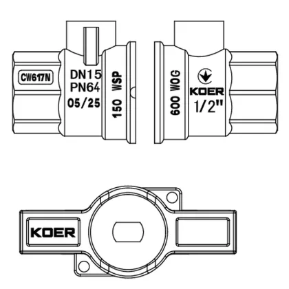 Кран кульовий ГГМ Koer Extreme KE.217-15 - 1/2" FF  ручка "метелик" червона (KR5756) — Photo 1