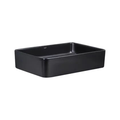 Комплект Qtap Tern: Раковина накладна прамокутна 500х350х145 мм Matt Black + Донний клапан PU03 — Photo 3