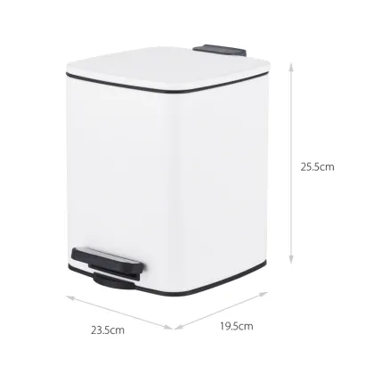 Відро для сміття з плавним закриттям квадратне ZERIX KUBIX-TC0106 WHITE 6 л (колір білий) (ZX6109) — Photo 5