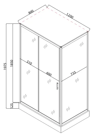 Душова кабіна з низьким піддоном Mixxus HARD SCT01-120x80x198-TR CHROME прозоре скло 5мм (MI6910) — Photo 2