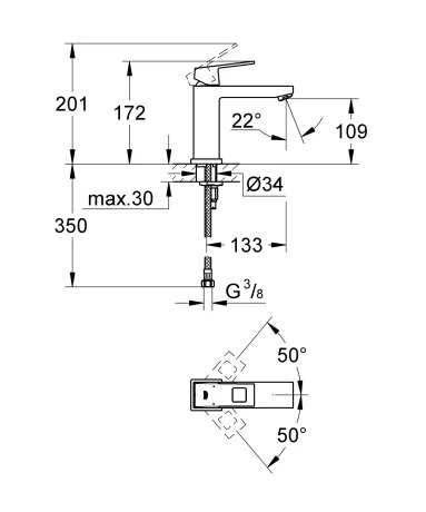 Змішувач для раковини M-розміру Grohe Eurocube (23446000) — Photo 2