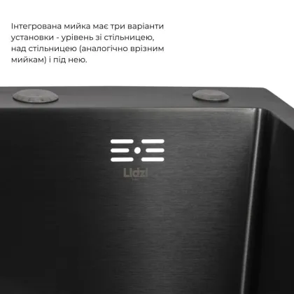 Handmade H7849BL Мийка інтегрована крило зліва Brushed Black PVD+Lidz Aria 015F Змішувач для кухні (k35) Black — Photo 3