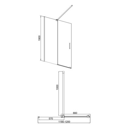 Фіксоване скло до QT Стіна Walk-In GLIDE CRM2012.C8, скло 8мм Clear, покриття CalcLess, 120x190, розсувна — Photo 1