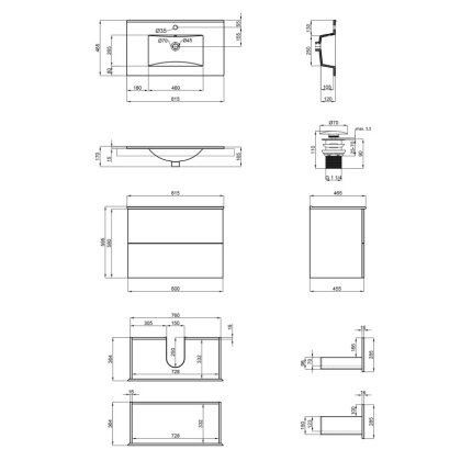 Комплект Qtap Tern 800х580х437 White тумба підвісна + раковина урізна QT1772TPL8013080CW — Photo 1