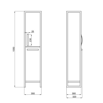 Пенал підлоговий Qtap Taurus 350х1750х300 Whitish oak з кошиком для білизни QT2475PN175KRWO — Photo 1