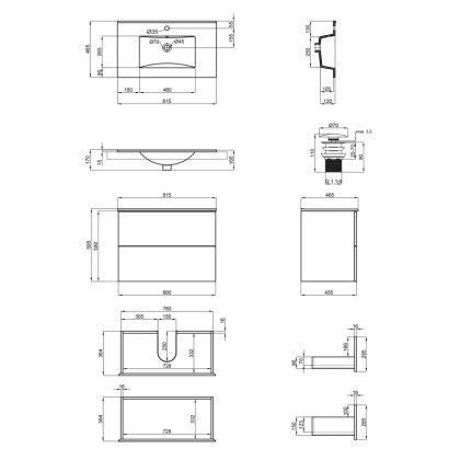 Комплект Qtap Tern 800х580х437 Matt black тумба підвісна + раковина урізна QT1772TPL8023080CMB — Photo 1