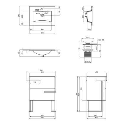 Комплект Qtap Taurus 600х800х437 Whitish oak підлогова тумба + раковина урізна QT2471TNT603WO — Photo 1