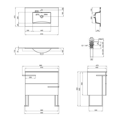 Комплект Qtap Taurus 800х800х437 Whitish oak підлогова тумба + раковина урізна QT2471TNT803WO — Photo 1